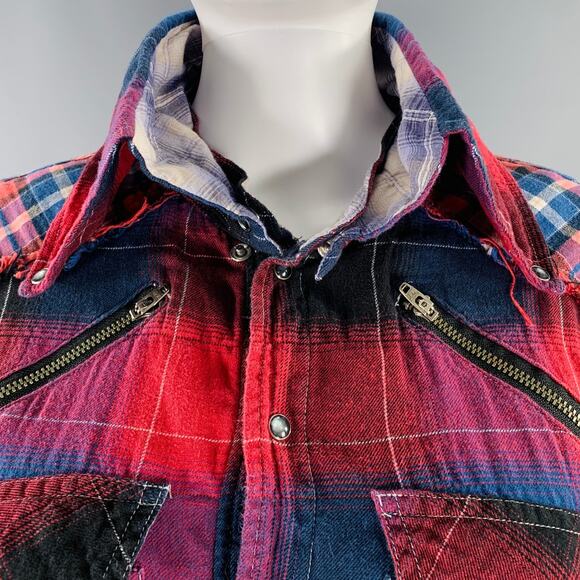 L.G.B Size 2 Red Blue Cotton Blend Plaid Shirt Dress - Picture 2 of 8